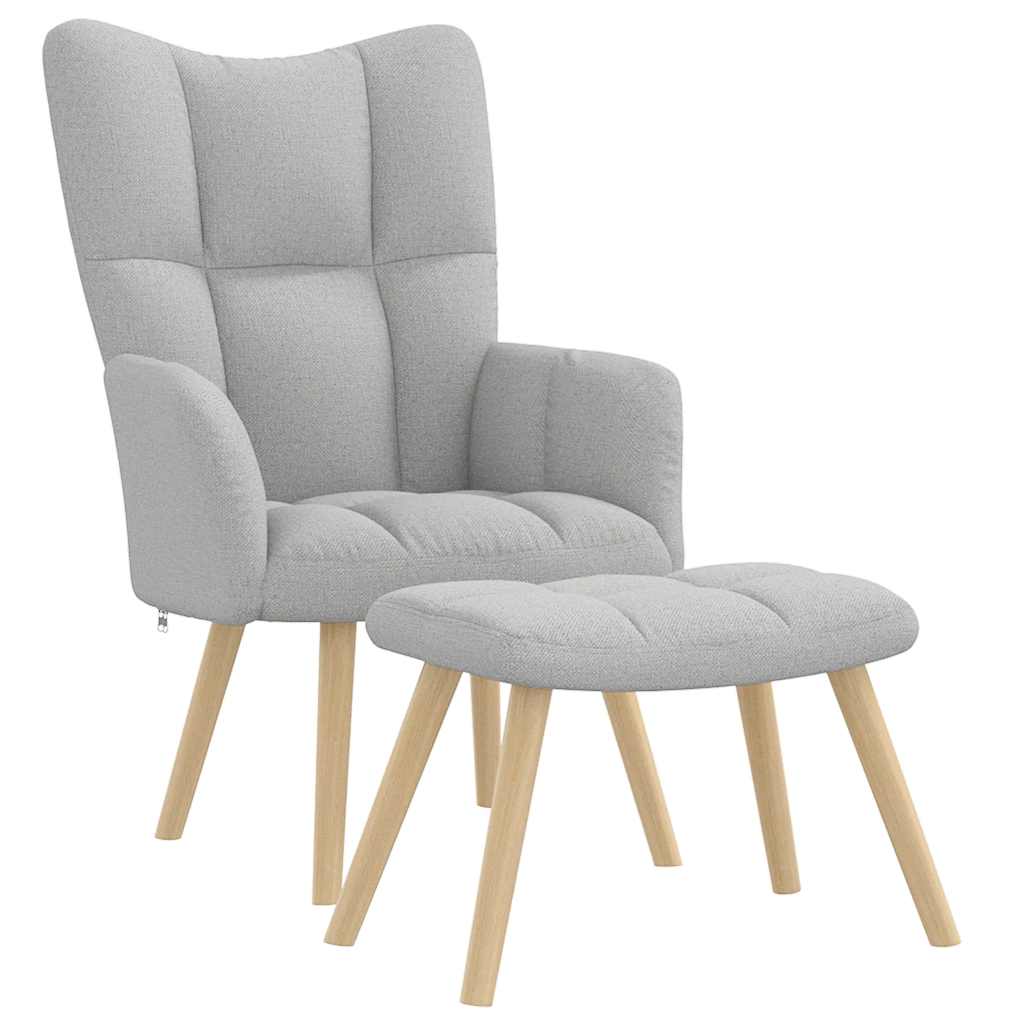 Fotel relaksacyjny z podnóżkiem Cloud Grey Fabric vidaXL