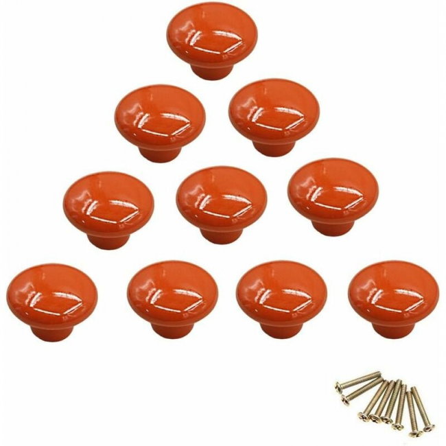Uchwyty meblowe - do szuflad, szafek - ceramiczne - 10 sztuk - pomarańczowe