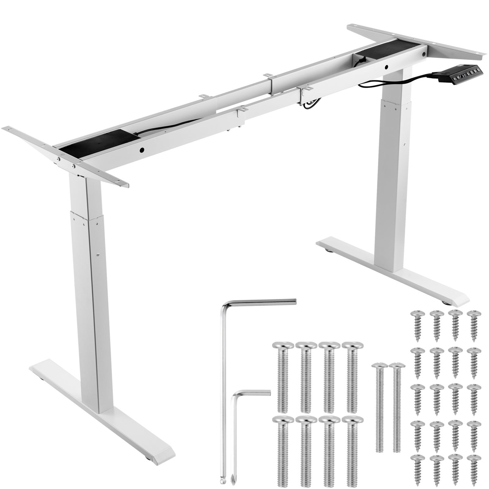 Rama biurka z podwójnym silnikiem, regulowana wysokość 70-117 cm i długość 110-178 cm, elektrycznie regulowana rama stołu, ergonomiczna podstawa VEVOR