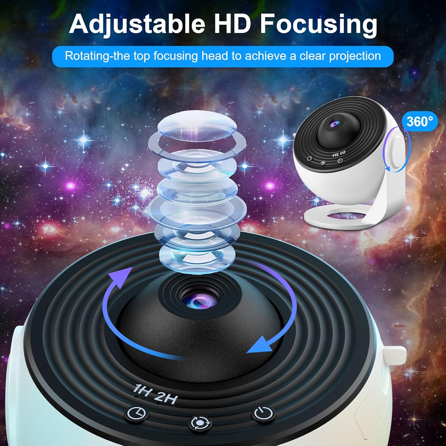 (Blanco y negro) Proyector de cielo estrellado para dormitorio con luz nocturna LED, adecuado para adultos, niños y adolescentes. - 3