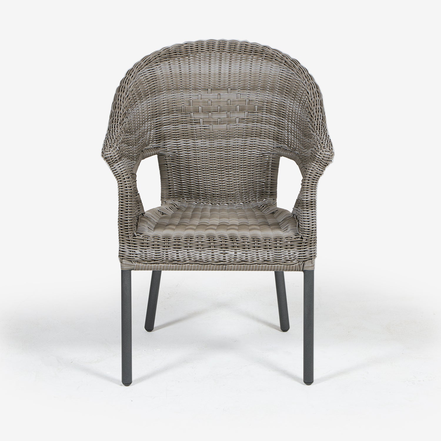 Sillón de jardín apilable de aluminio y ratán sintético gris de diseño rústico - 7