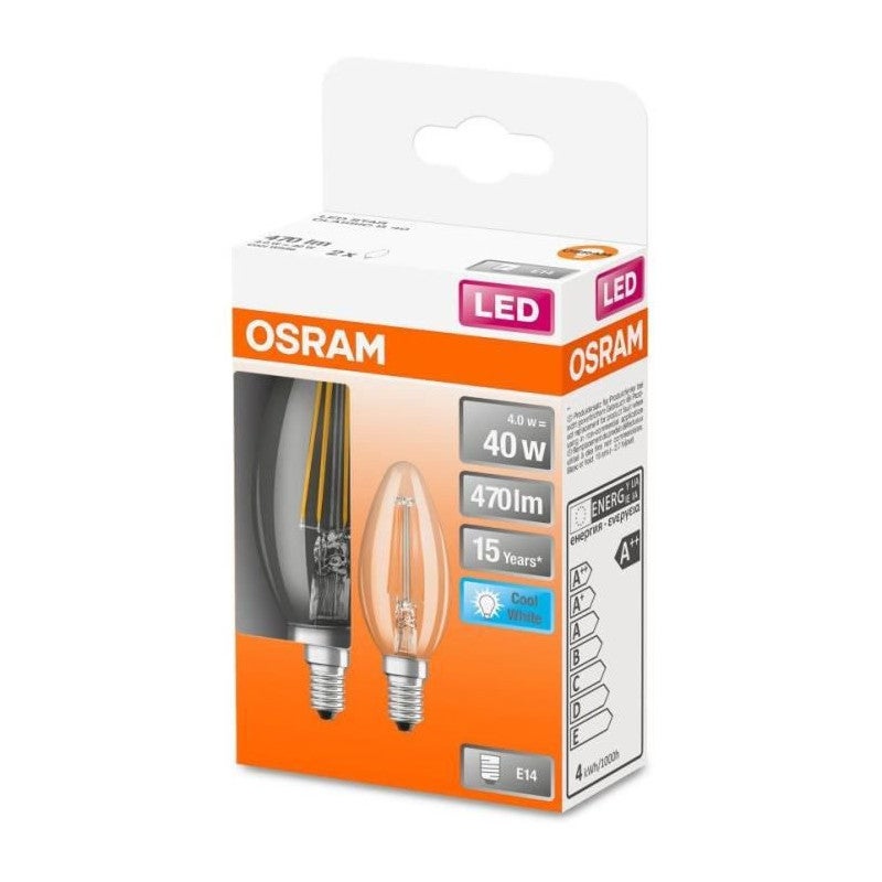 OSRAM BTE2 Ampoule LED Flamme clair filament 4W40 E14 froid - 5