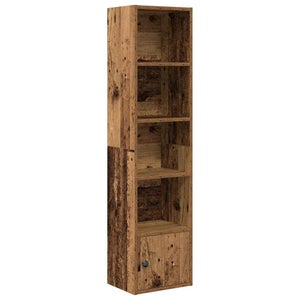 Bibliothèque Vieux Bois 50x33x82 Cm - Étagère Livres 2 Niveaux, Rangement Salon Chambre