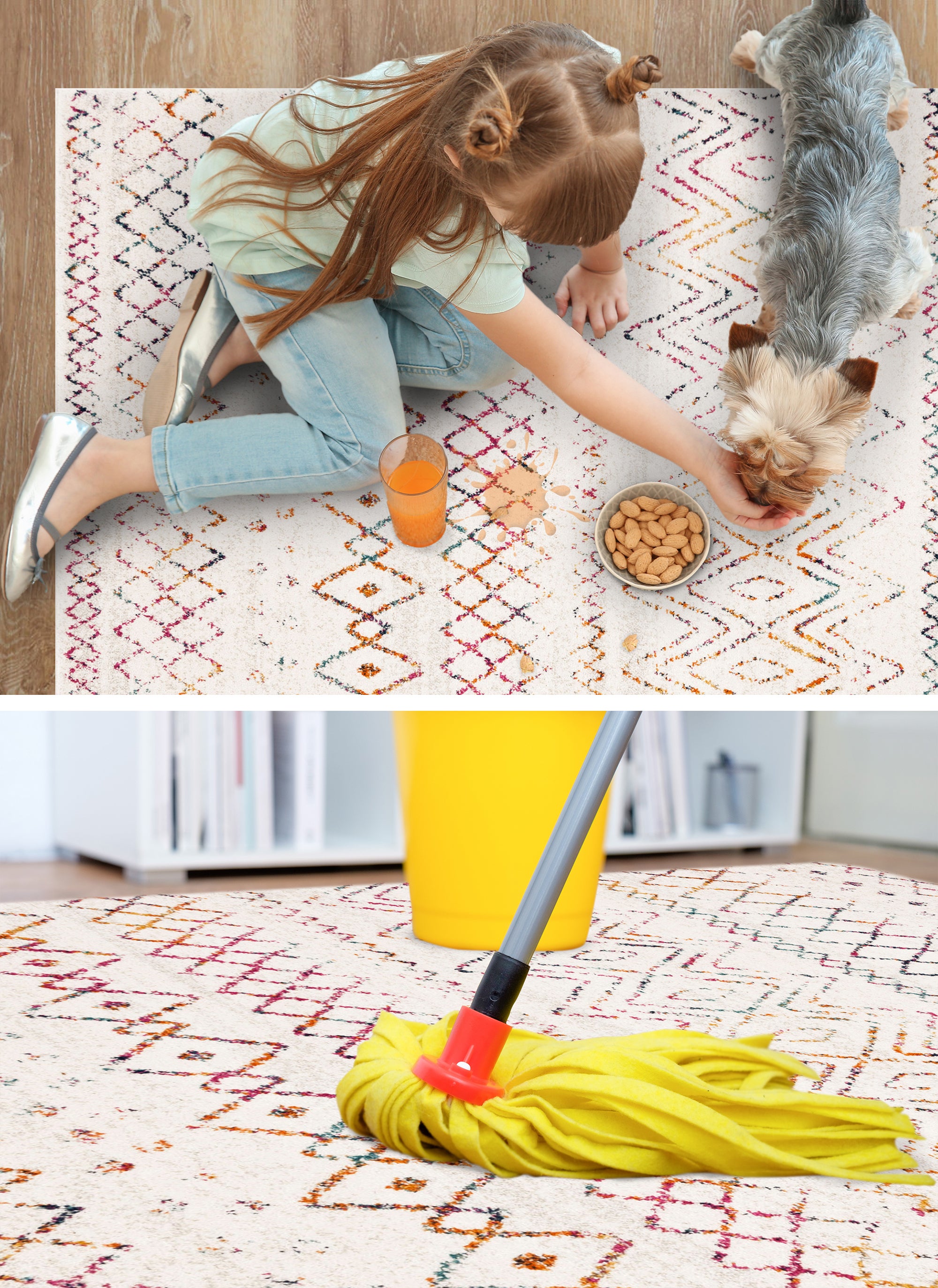Tapis antidérapant en vinyle, Zaira 160x240 cm - PVC imprimé, lavable, ignifuge, pour le salon et la cuisine - 4