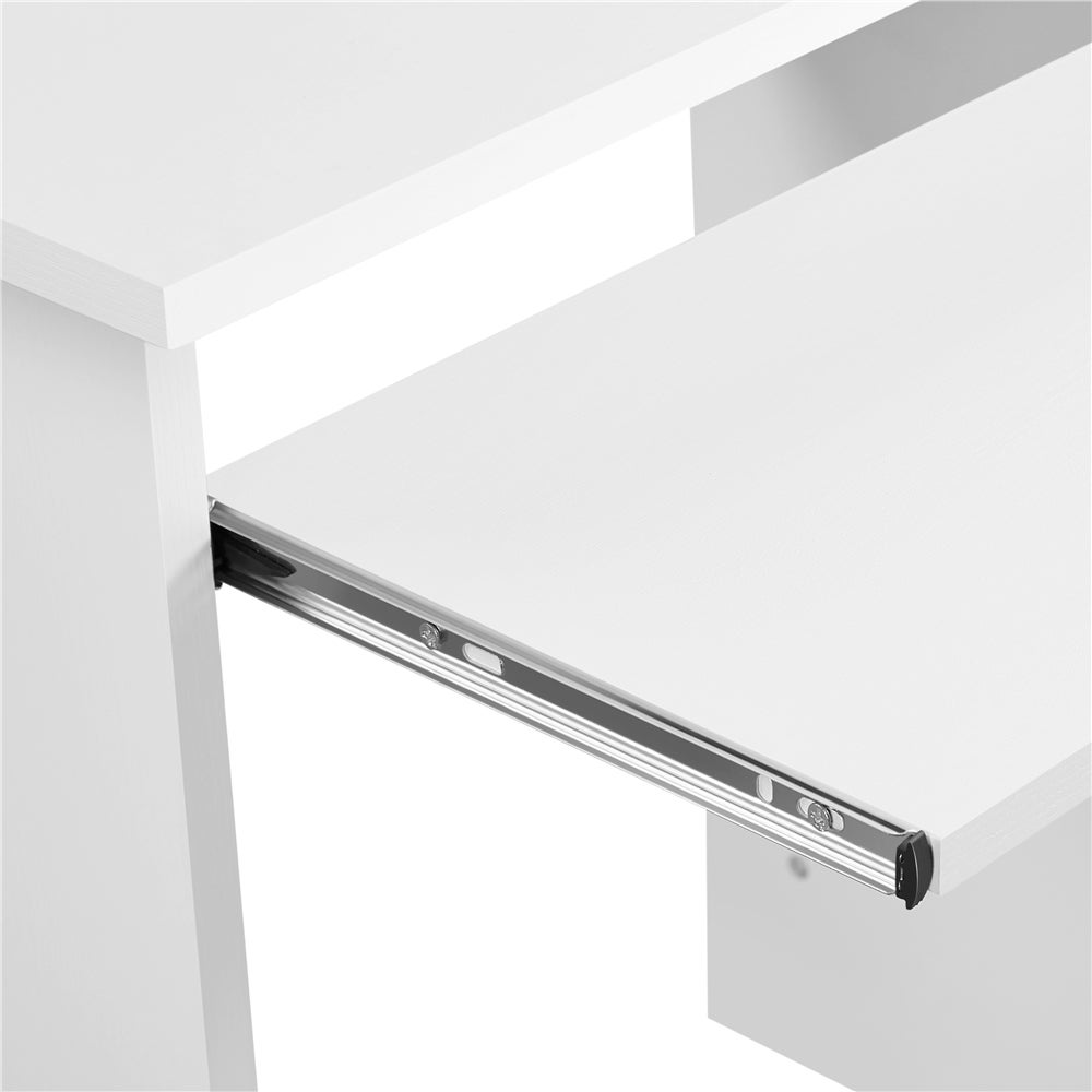 Bureau Informatique en Bois Bureau d’ordinateur avec Tiroir Support PC Plateau pour Clavier Étagère Blanc Yaheetech - 9
