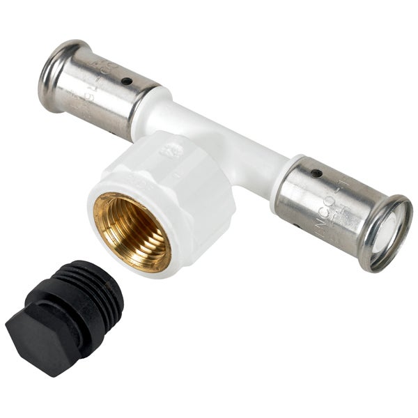 Té Femelle PVDF blanc multicouche à sertir TH ou BE Ø26x3.0-1/2-26x3.0 ...