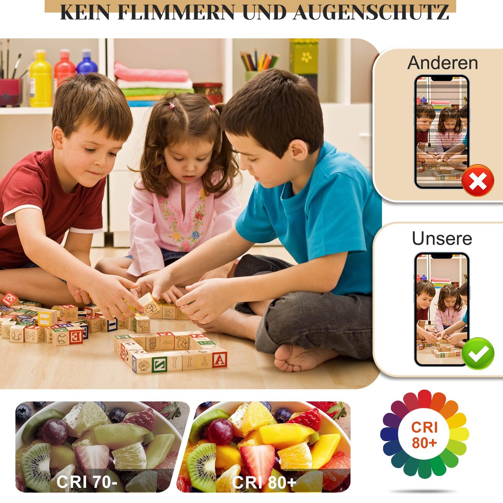 NETTLIFE Plafonnier LED Dimmable 80 cm Blanc 78 W Salon Design Moderne Chambre avec Télécommande Idéal pour Salle à Manger Bureau Cuisine - 3