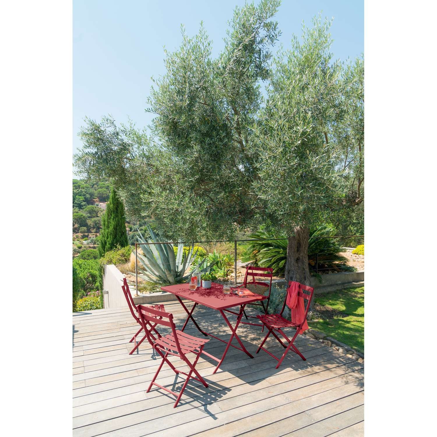 Table Jardin Pliante Rectangulaire Hespéride Greensboro - 4 Places - Vert Jade - Acier Antirouille