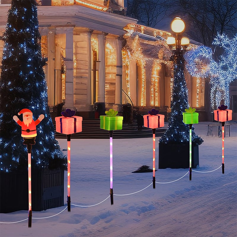 Świąteczne lampki solarne do alejek, świąteczne lampki solarne ogrodowe, dekoracje świąteczne, lampki solarne krajobrazowe (6 sztuk/zestaw)