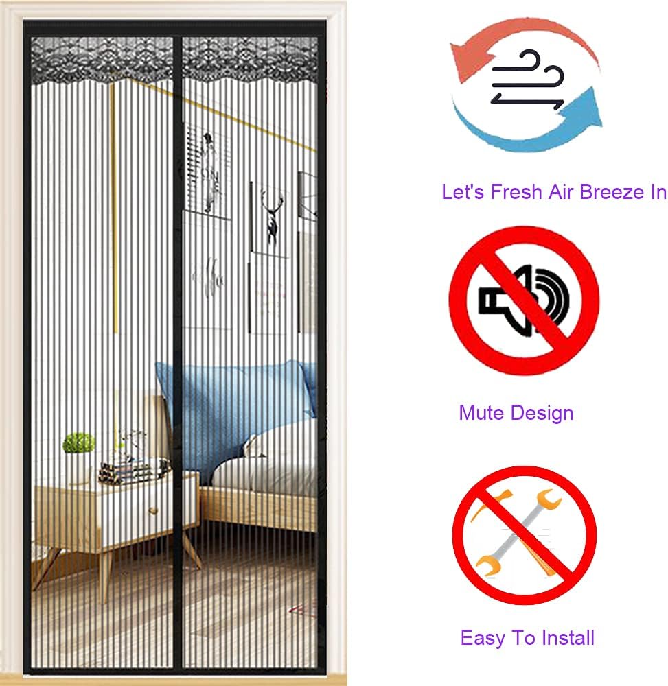 Mosquitera magnética para puerta y ventana 85x220cm, mosquitera con cifrado de malla autoadhesiva, cortina magnética antimosquitos con cierre