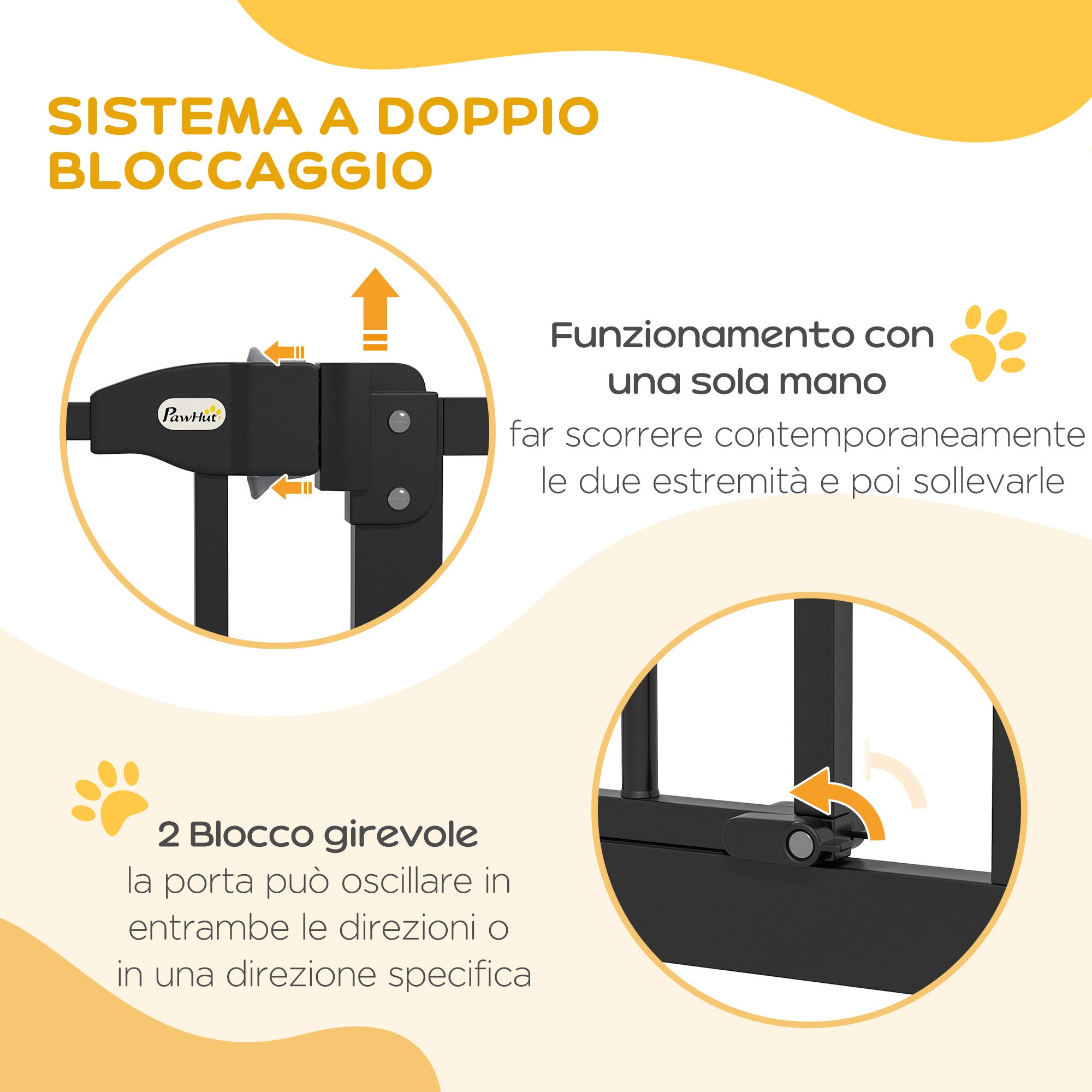 PawHut Cancelletto per Cani Estensibile con 4 Viti Regolabili, in Metallo e Plastica, 74-100x78 cm, Nero - 4