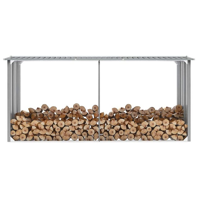 vidaXL Abri de stockage de bois Acier galvanisé 330x92x153 cm Gris