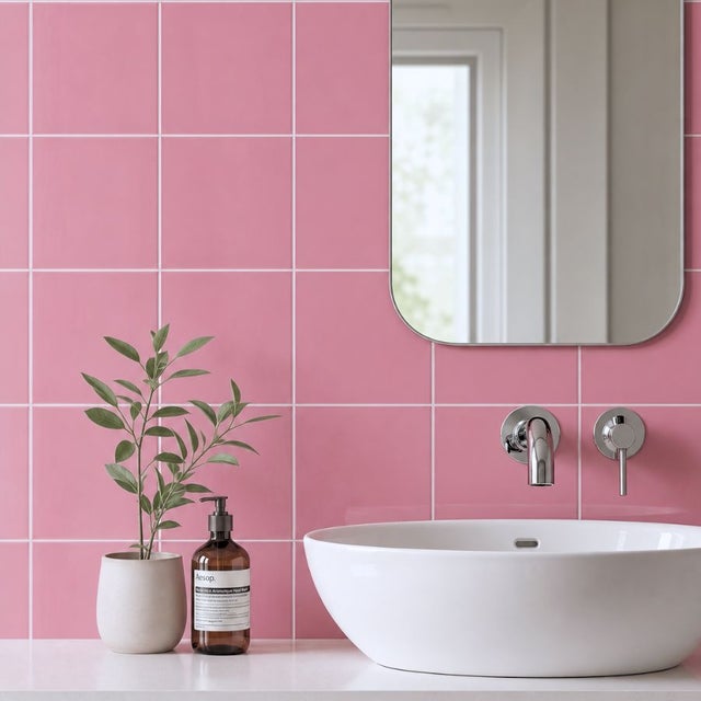 Carrelage Mur Brillant CERAGNI LISSE Rose 380 | 20x20 (carton avec 25 unités = 1 m2)