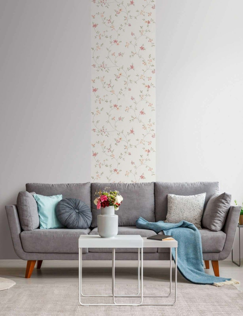 Papel pintado floral autoadhesivo, papel pintado estilo casa de campo, papel pintado floral, papel pintado con flores, 0,52 x 2,5 m - 4