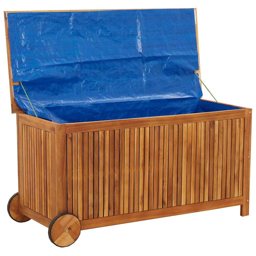 Coffre de jardin à roulettes, en bois d'acacia massif, 113 x 50 x 58 cm - COMFORTXL - 6