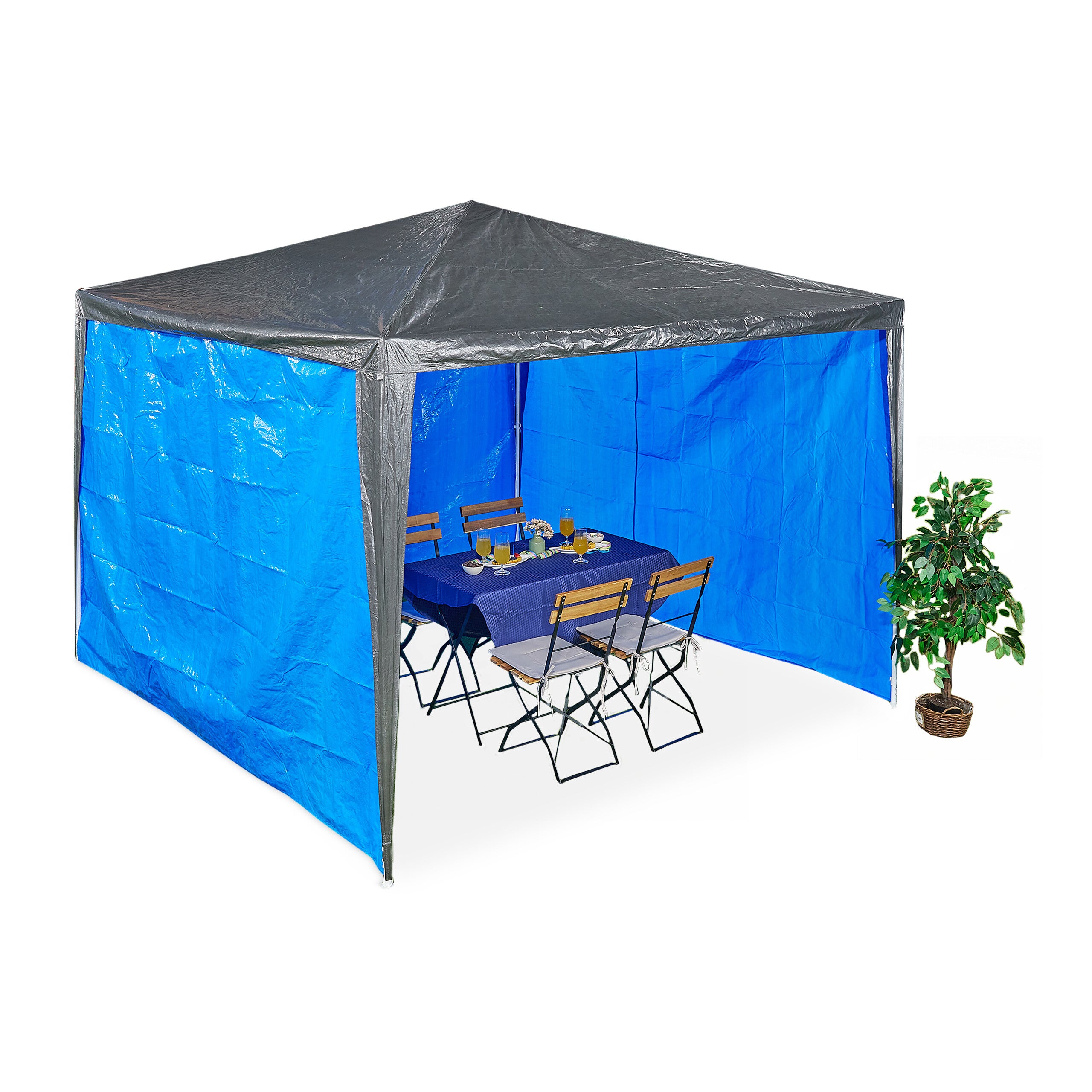 Parois Latérales Pour Tonnelle – Lot De 3 – Imperméable, Blanc, 2x3 M – Faciles à Installer
