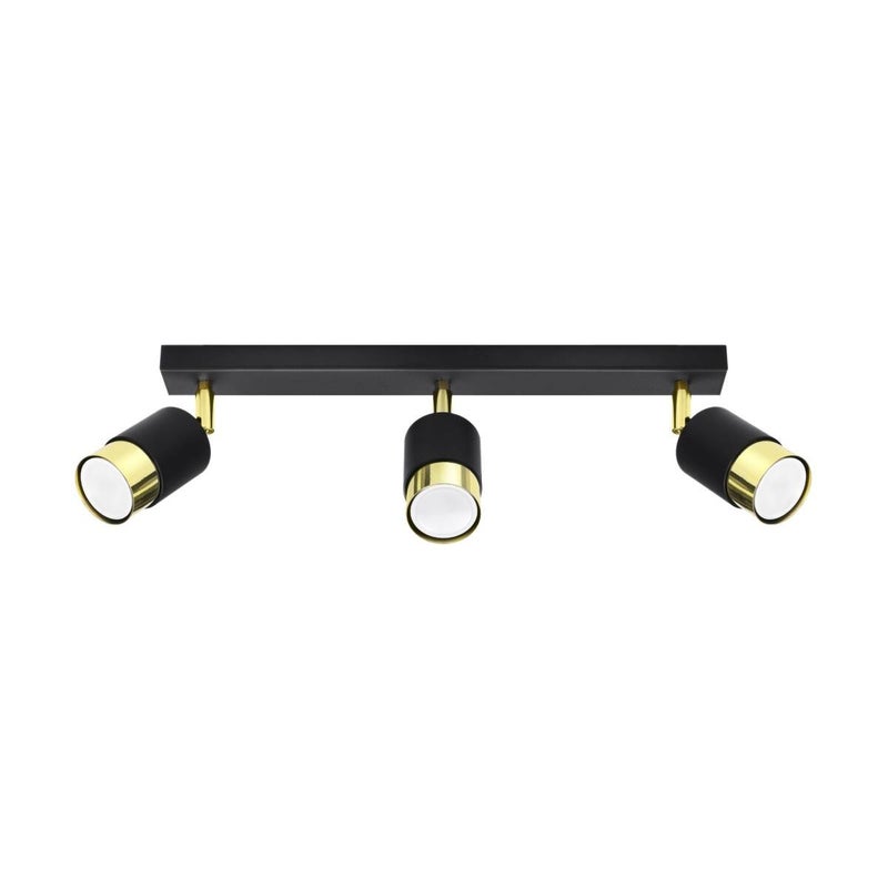 Lampa sufitowa wisząca Nero czarno-złota 3xGU10x10W wym: 18 x 5 x 45 cm metal Sollux Lighting