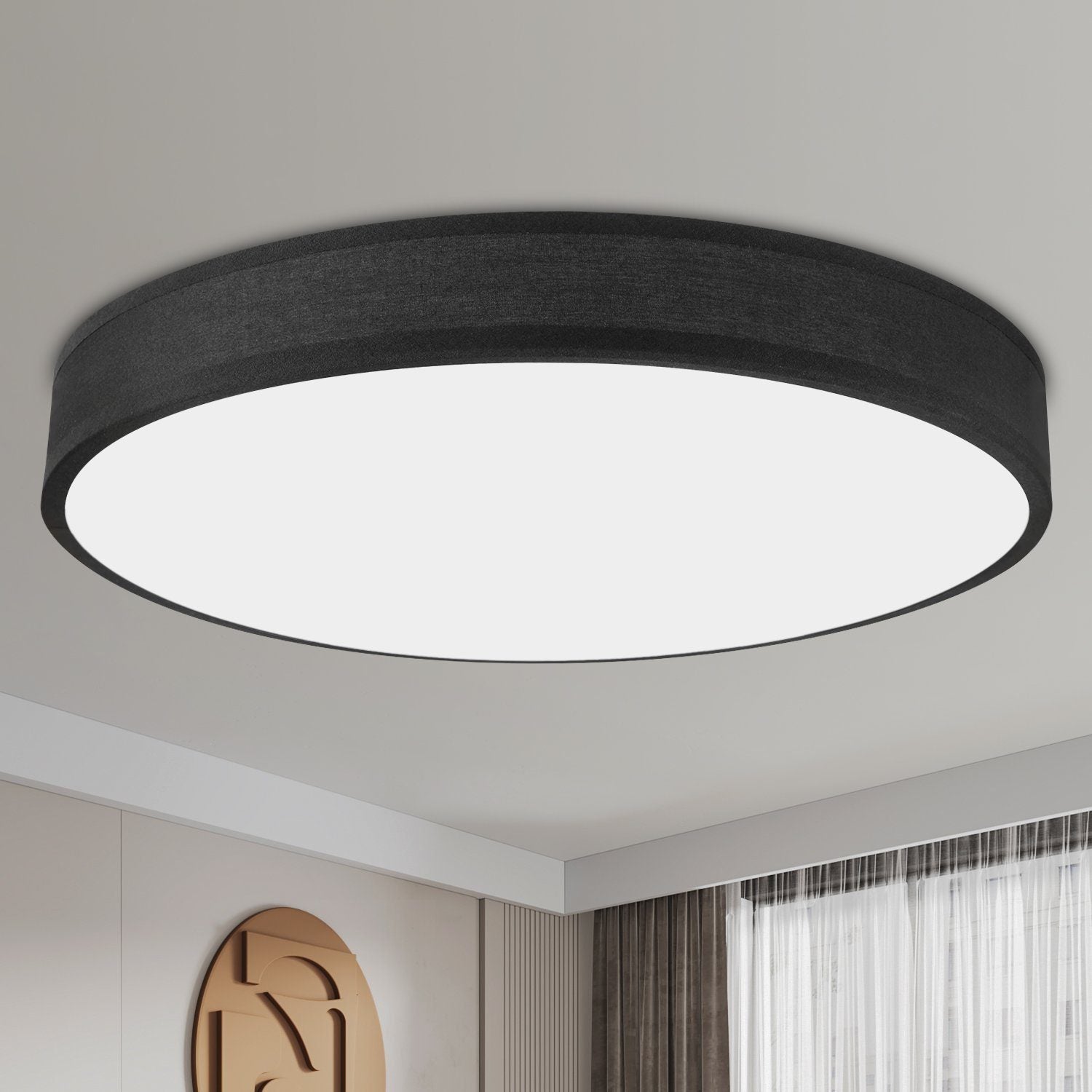 ZMH Lampa sufitowa LED z nowoczesnym okrągłym kloszem materiałowym Ø30CM