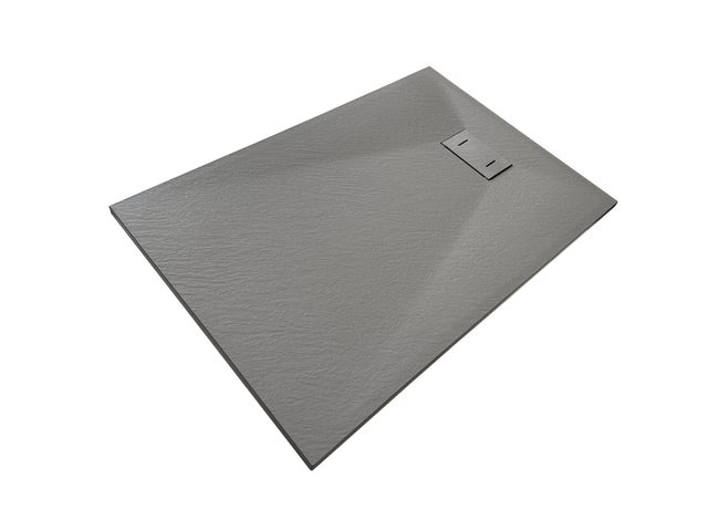 NALA-Receveur de douche SMC en fibre de verre effet pierre avec bonde inclus H. 2,6 cm 80 x 120 Gris