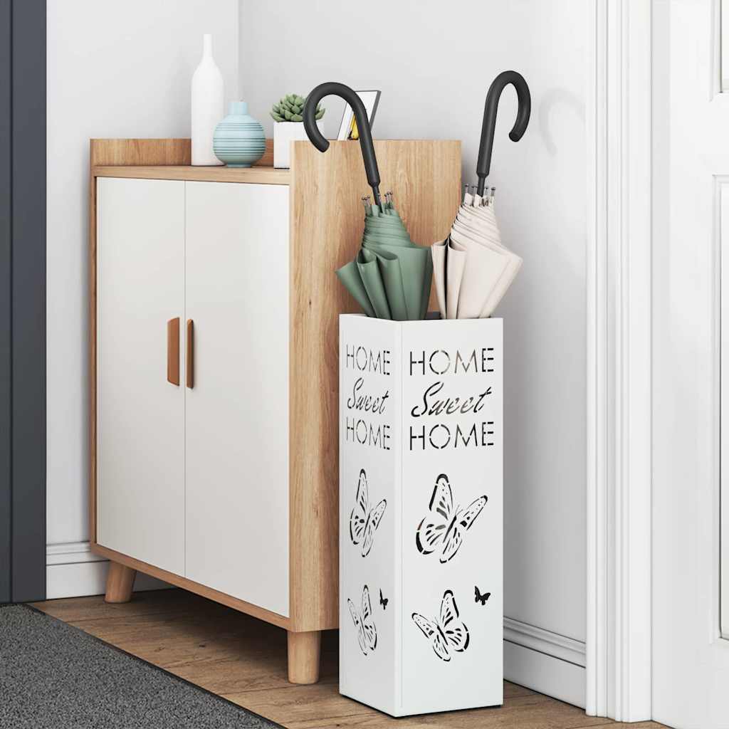 Porte-parapluie blanc 15,5 x 15,5 x 49 cm acier - 3