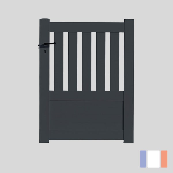 Portillon aluminium modèle semi-ajouré en kit dimensions L.1000 (entre piliers) x H.1300 mm Couleurs Gris (RAL 7016) - 4