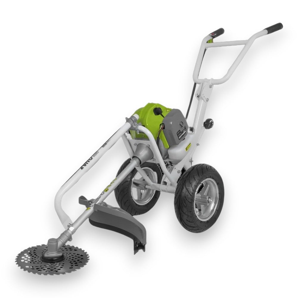 Desbrozadora 52cc 2T motor gasolina con ruedas de acero y disco Rocadora Rodas