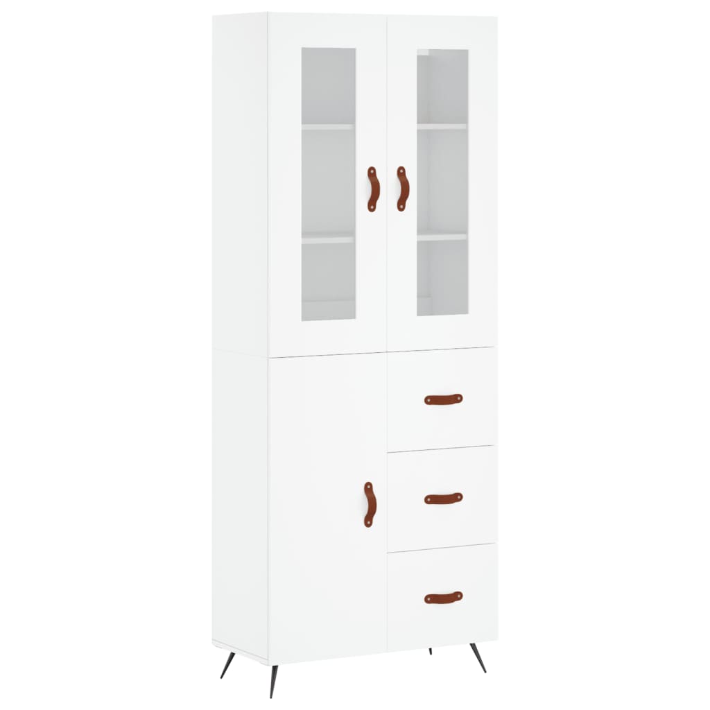 Buffet haut Blanc 69,5x34x180 cm Bois d'ingénierie - 2