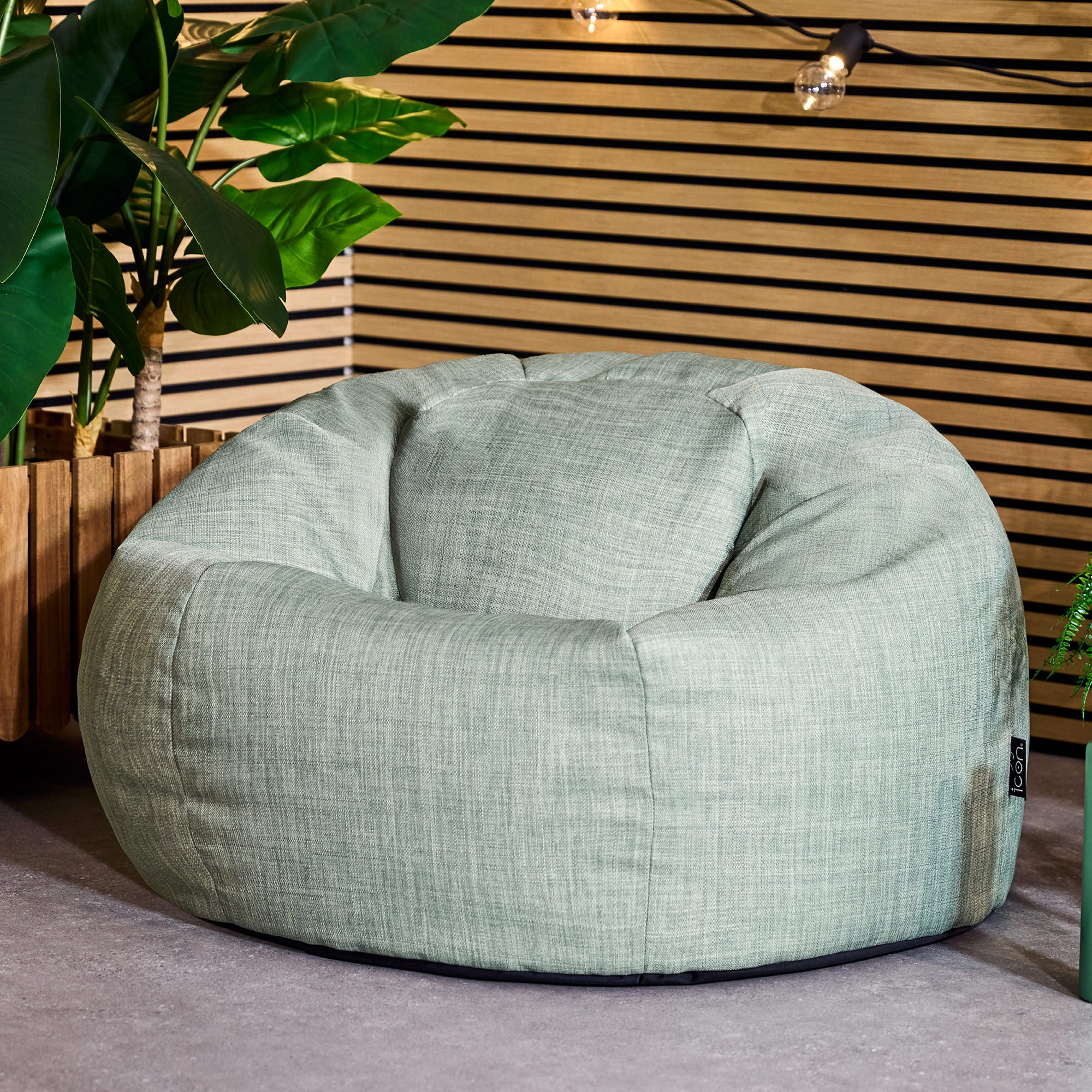 Pouf fauteuil Icon classique extérieur en tissu tissé vert sauge, 50x85cm, Made in Allemagne, Oeko-Tex® - 2