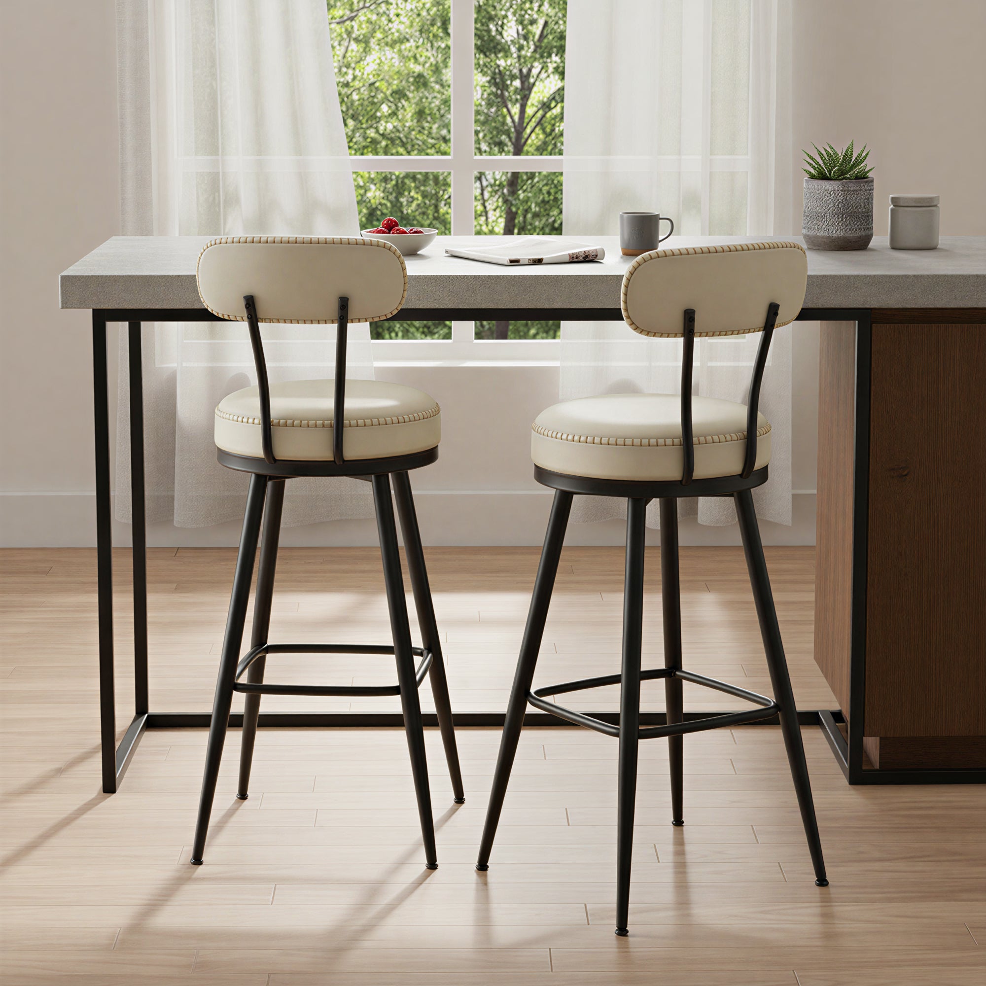 VASAGLE Tabouret De Bar Pour Coiffeuse, Lot De 2, Réglables En Hauteur, Pivotants à 360 Degrés, En PU, Coussin Épais, Rose Bonbon - Maison