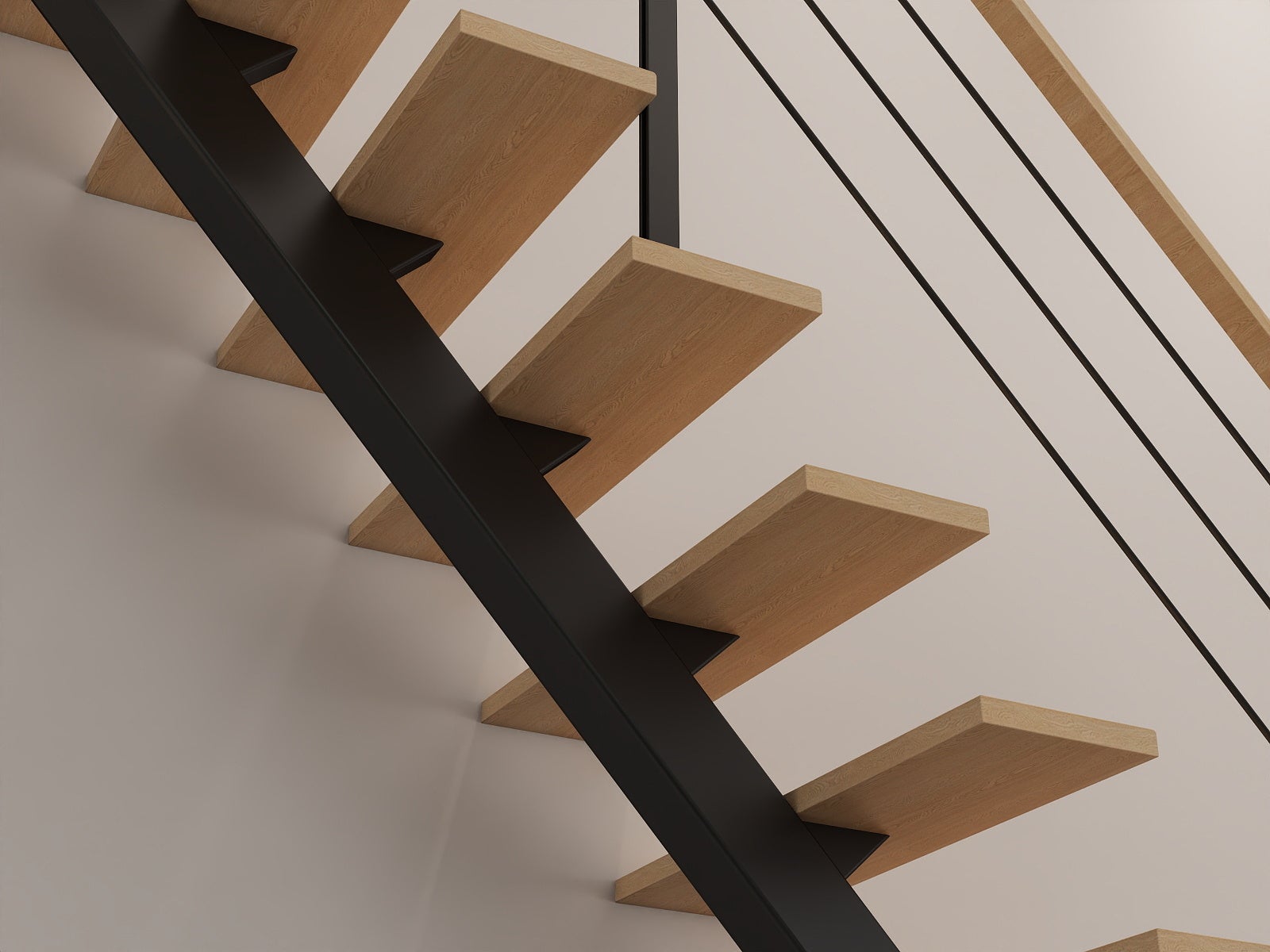 Escalier OMEGA à limon central – Pour hauteurs de 279 à 284 cm – Escalier droit en métal avec 13 marches en hêtre - 4