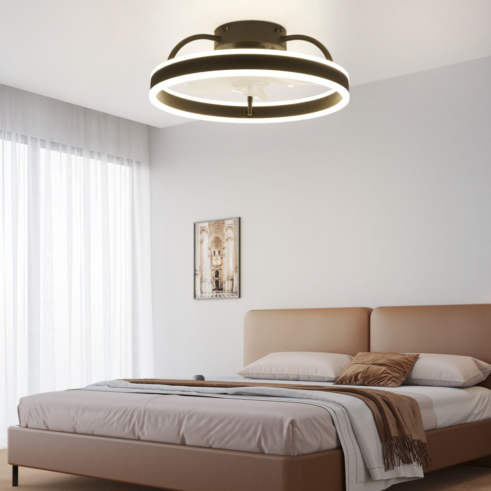 NETTLIFE Lampowentylator LED 34W 40cm, Cichy, Ściemnialny 3 Barwy Światła, 6 Prędkości z Pilotem do Sypialni i Salonu Nowoczesny - 7