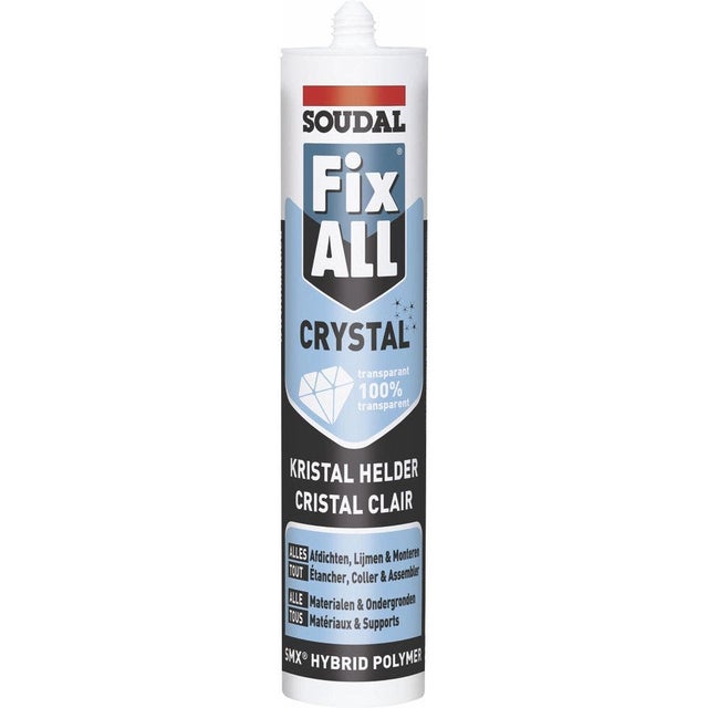 Mastic colle polymère hybride Fix ALL Crystal 290ml - SOUDAL - 110980