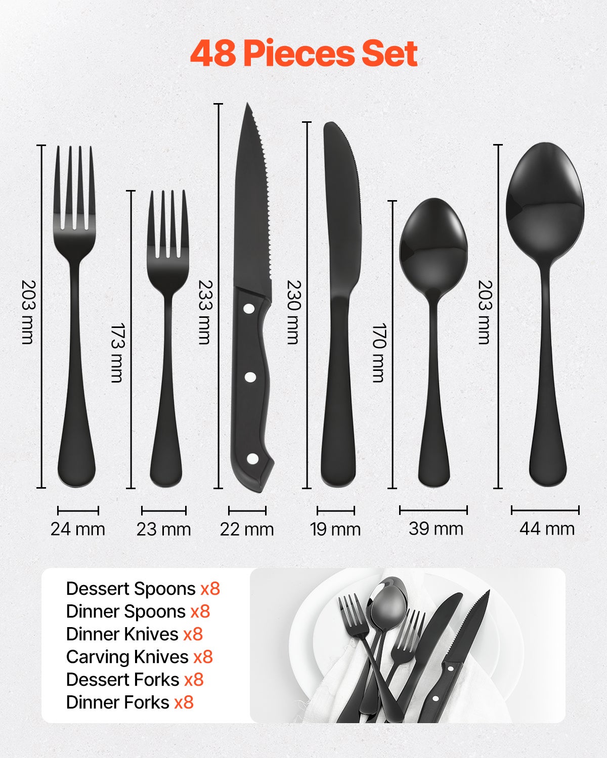 Set Posate 60 Pezzi Per 12 Persone – Acciaio Inox 18/0, Lucidate A Specchio, Lavabili In Lavastoviglie