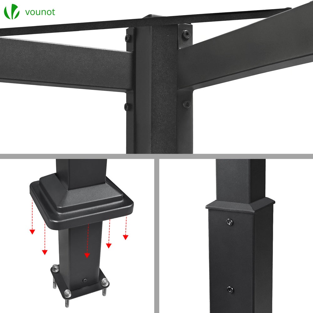 Pérgola Autoportante con Techo Retráctil 3x3m, Carpa Cenador Estructura Metálica Lona Corredera Poliéster 180g/m², Beige - 6
