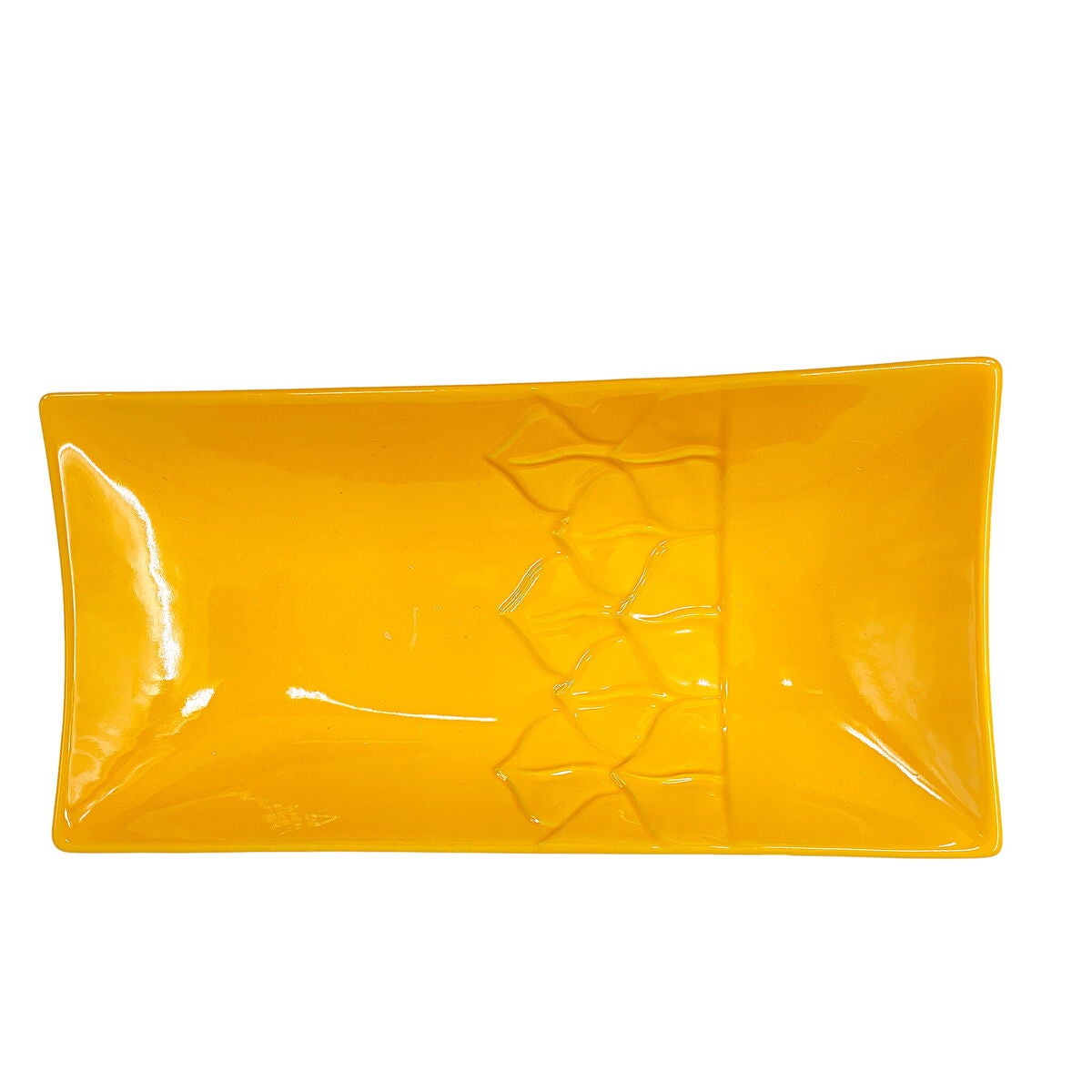 Centro de mesa romimex mostaza cerámica 30 x 6 x 15 cm
