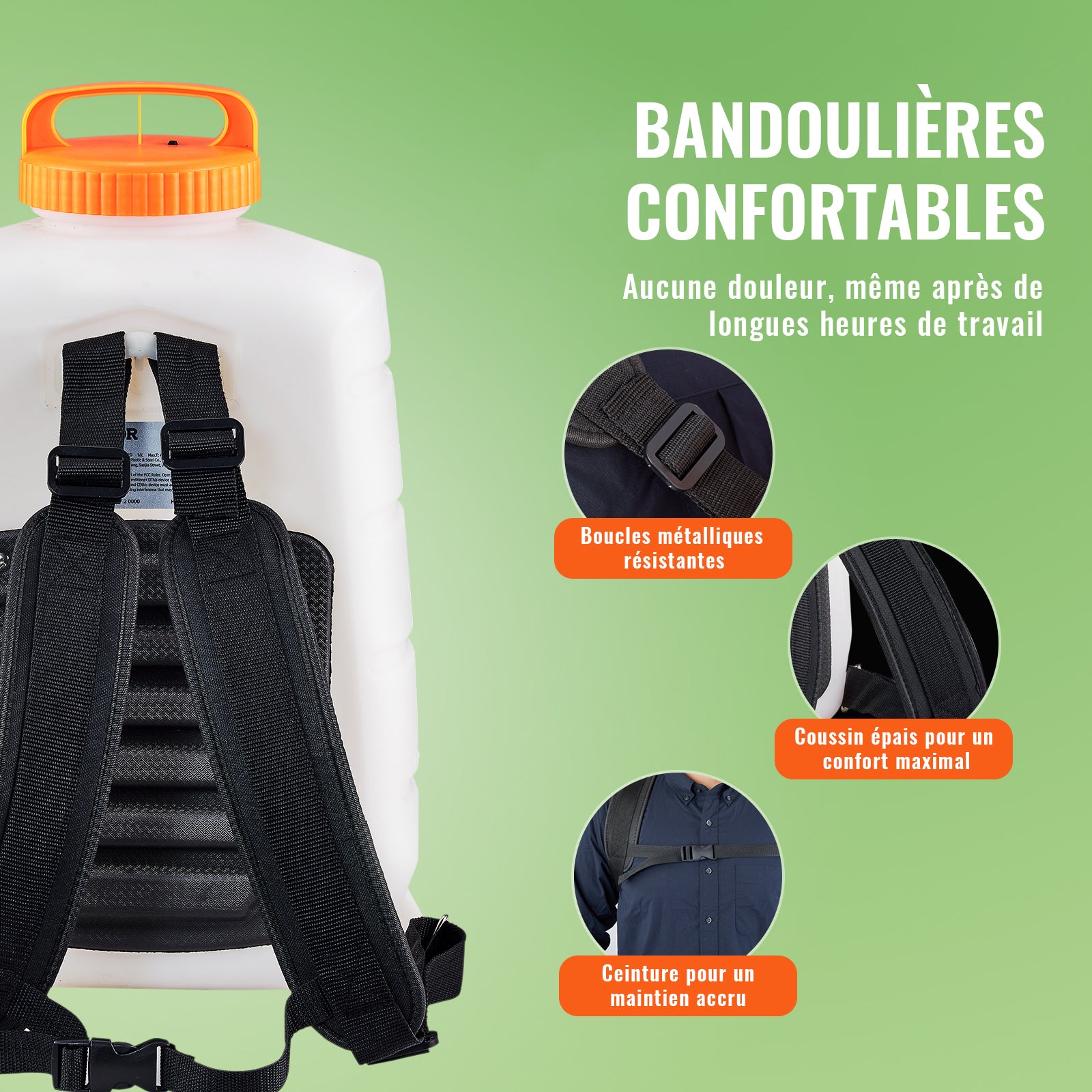 Pulverizador Mochila SucceBuy 15 L Batería 12 V 8 Ah, 8 Boquillas 2 Lanzas, 0–6,2 bar, 4,1 L/min, Jardín y Limpieza - 3