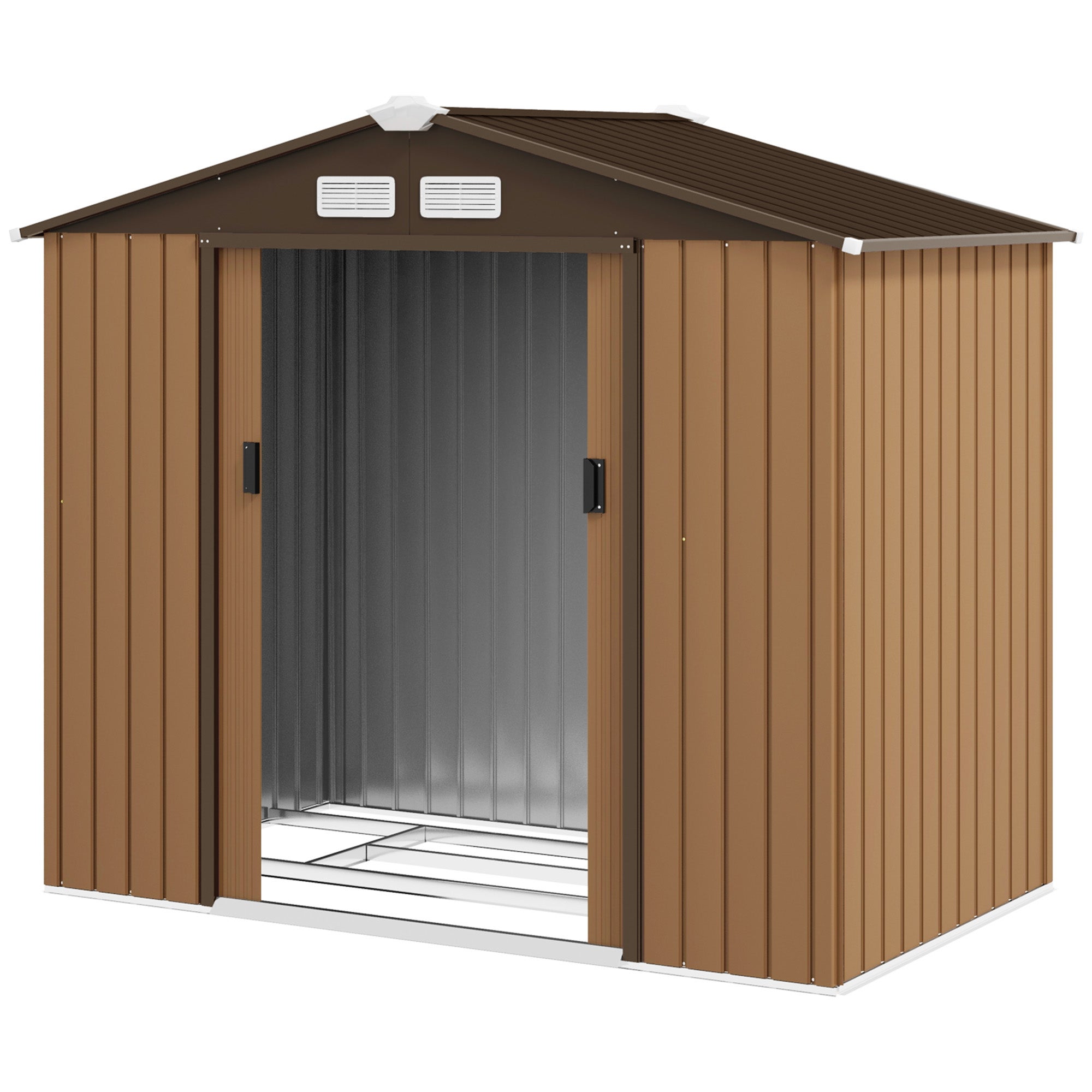 Outsunny Cabină Dulap pentru Grădină pentru Ustensile din Lamieră de Oțel, 213x127x185cm | Aosom Romania