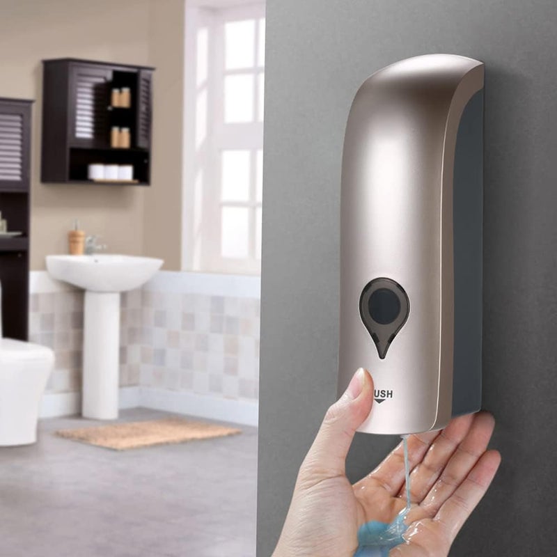 Dozownik mydła montowany na ścianie, 300 ml, nie wymaga wiercenia, dozownik ręczny z jedną głowicą, mydło do ciała, kolor szampańskiego złota