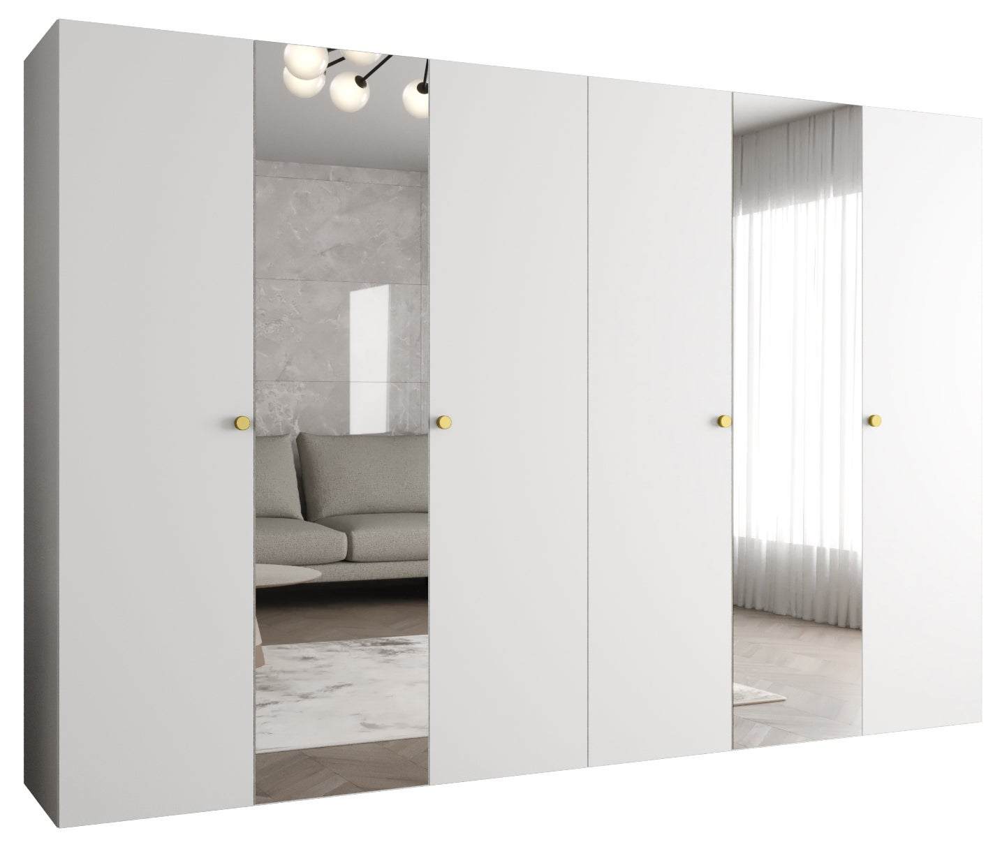 Szafa uchylna otwierana Parma 2 300 x 52 x 202 cm biały + u. złoty Abiks Meble