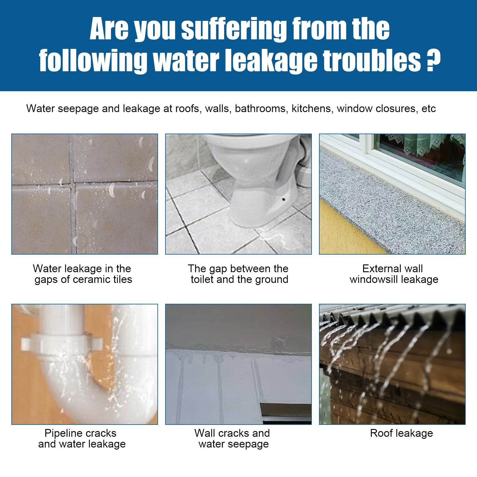 Adhesivo impermeabilizante transparente 200 sellador fugas para baños, revestimiento reparación fugas, paredes tejados, ladrillos, masilla penetrante - 5