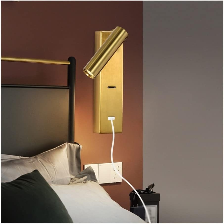 Applique Murale, Applique Murale avec Interrupteur et Port de Charge USB, Lampe Murale tête de lit, Lampe de Lecture, réglable pour Chambre à Coucher, - 2
