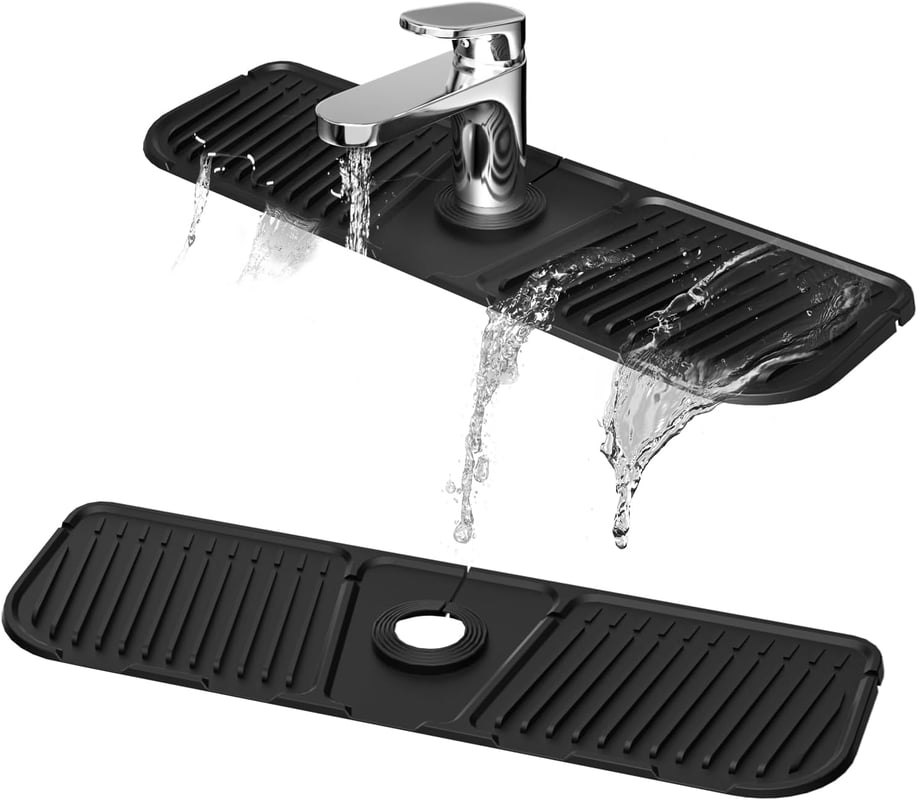 silikonowa rączka kranu, osłona przeciwbryzgowa, mata do suszenia blatów kuchennych i łazienkowych