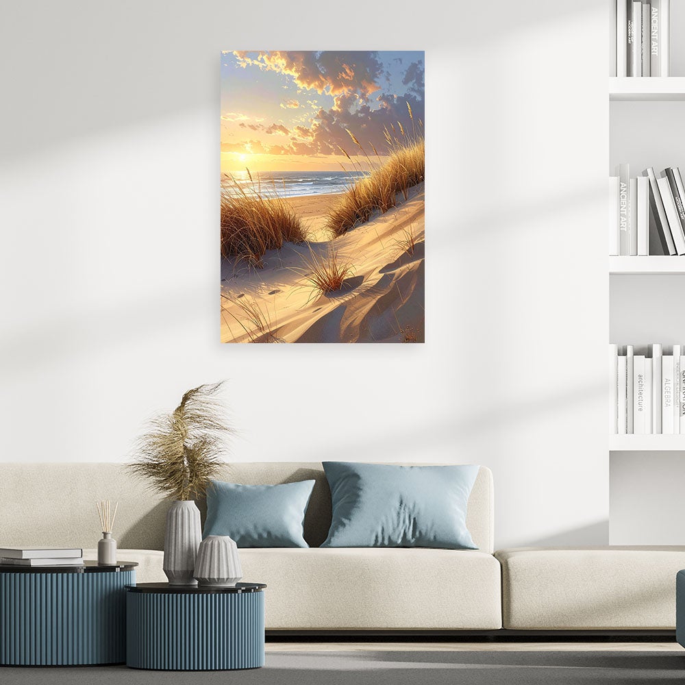 Obraz do salonu sypialni biura, Plaża i Wydmy o Zachodzie Słońca Spokojny Krajobraz Morza 60x90 - 2