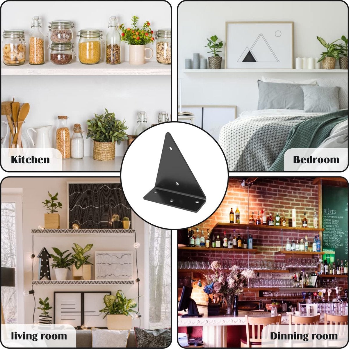 Support d'étagère-support mural-acier-support d'étagère industriel-130*140mm-support d'étagère flottant 4 pièces - 2