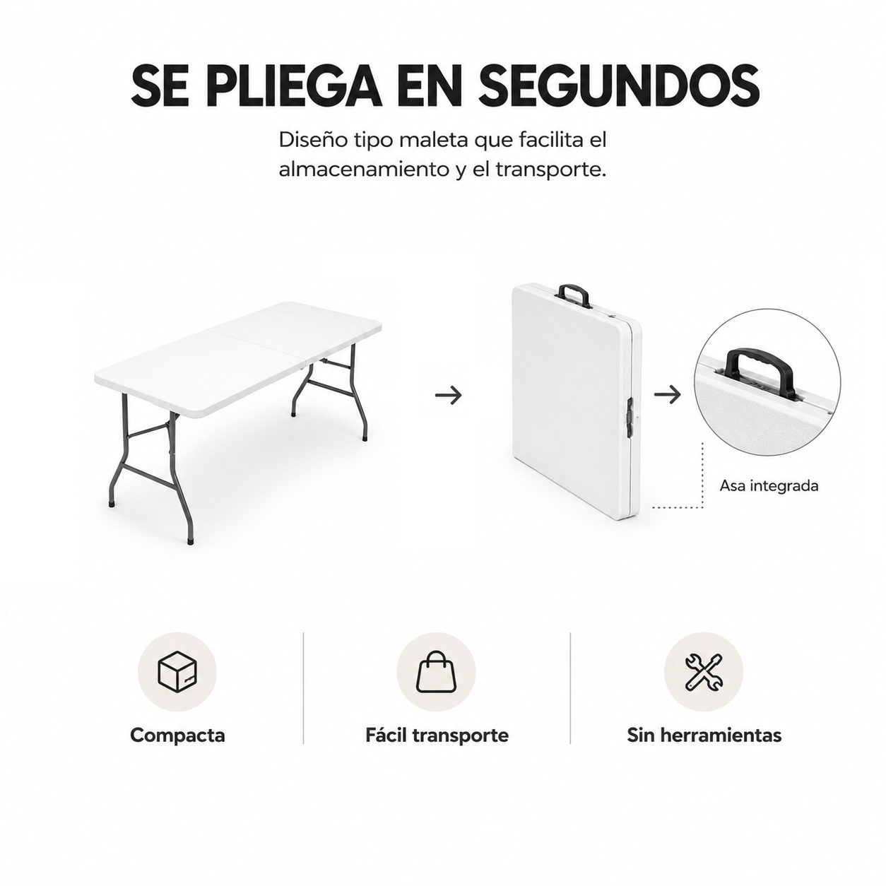 Table pliante jardin portable 180x74x74 cm - 4
