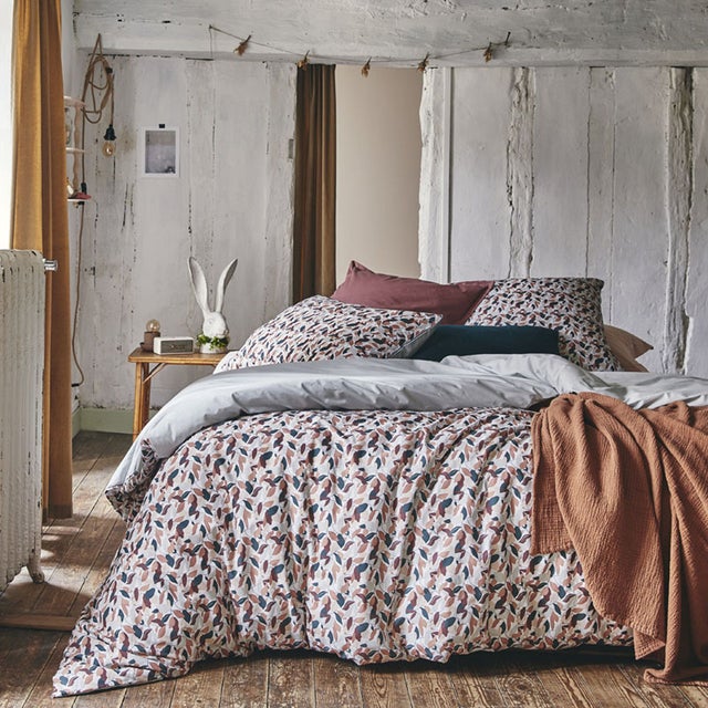 Housse de couette imprimée en percale de coton, Murmure