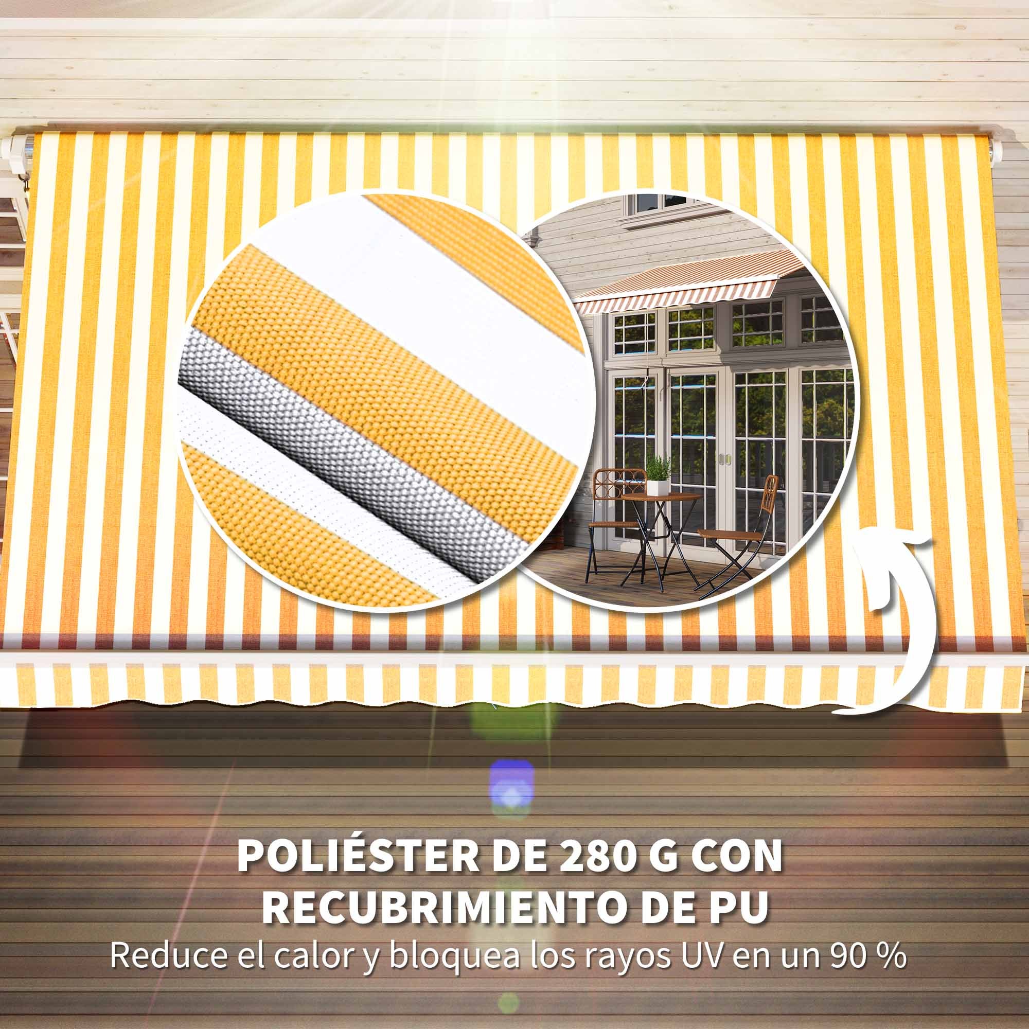 Toldo Manual Retrátil Outsunny em Poliéster e Alumínio Laranja 295x245x151,5 cm - 5