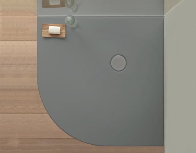 Piatto doccia 80x80 h.3 angolare in acrilico grigio velvet di Tamanaco