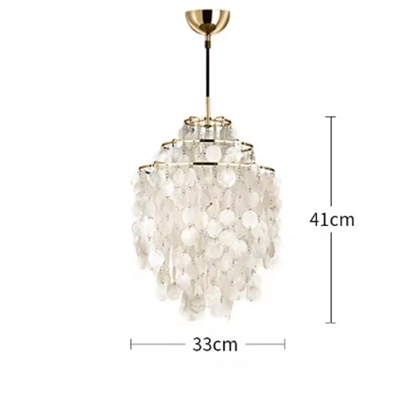 Lampadario in per soggiorno, lampada da soffitto a forma di campana a conchiglia E27, filo di sospensione regolabile - Sorgente luminosa non inclusa - 2