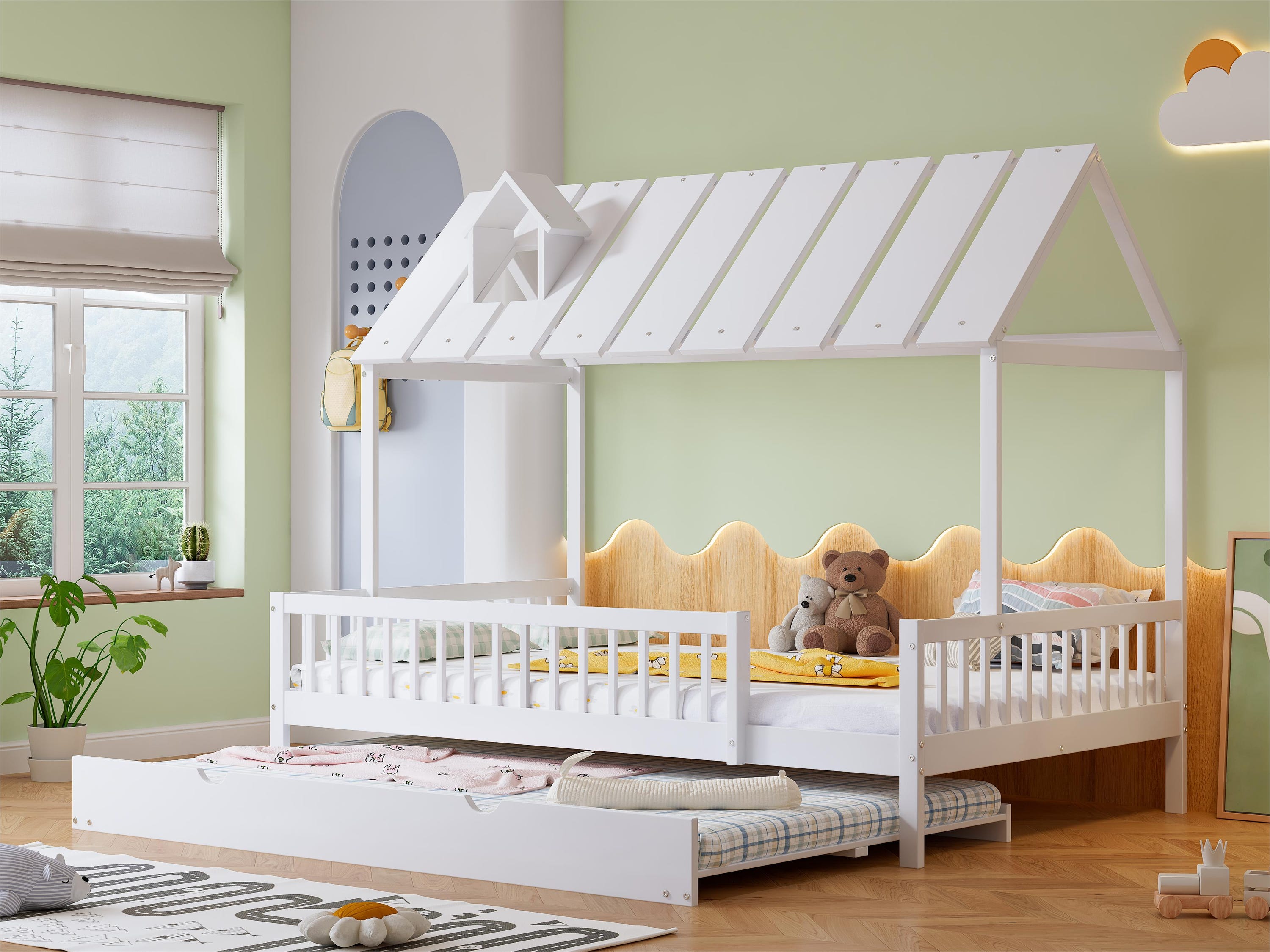 Letto per bambini 120x200 cm con letto estraibile 120x190 cm in